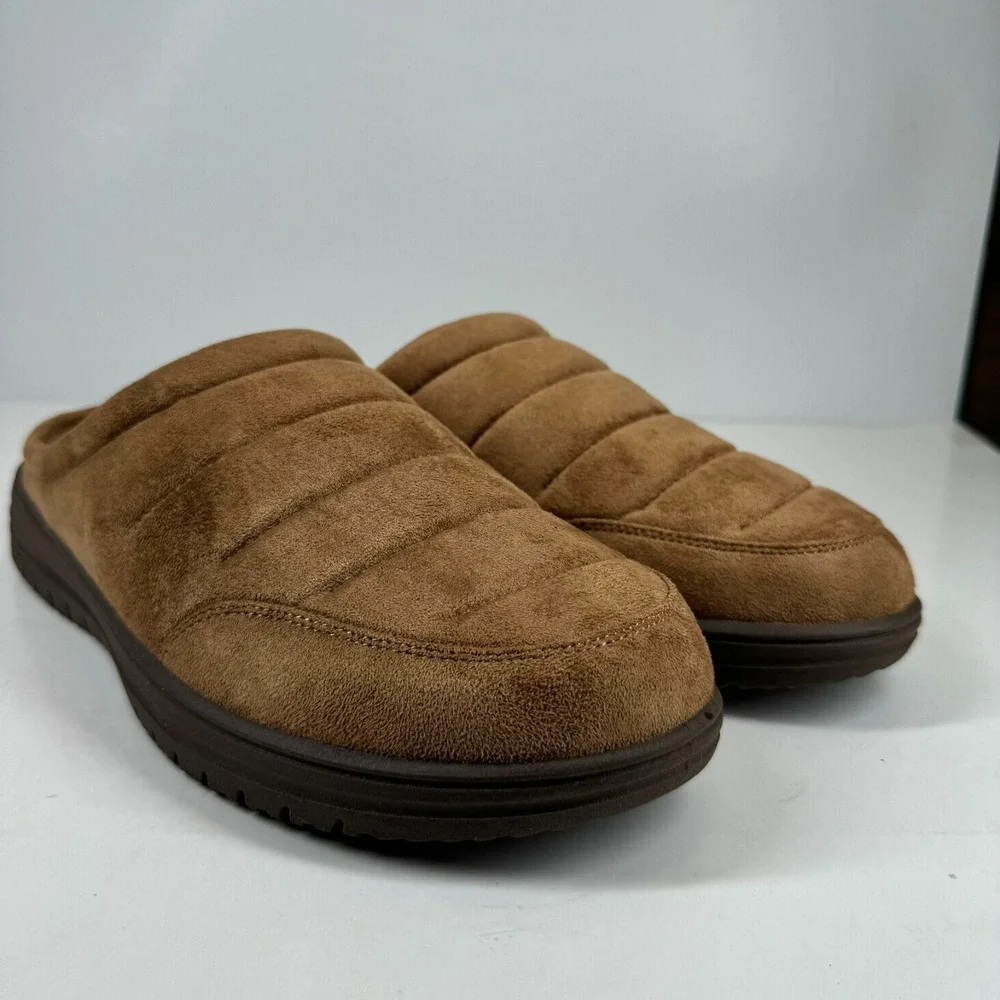 Skechers Murette Garvanza Men's US 10 Tan Quilted Faux Fur Mule Slippers 204636